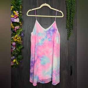 1 Fascination Boutique Tie Dye Printed Mini Swing Dress Size Medium